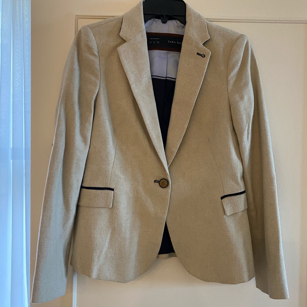 Zara oatmeal blazer with elbow patches